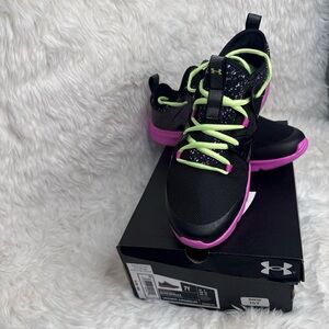 Under Armour Girls' Sneakers Black Purple Green Lightweight Mesh Size 7Y 💜